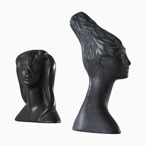 Bucchero Female Heads attributed to Giò Ponti for Carlo Alberto Rossi, 1950s, Set of 2
