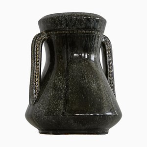 Eared Pottery Vase in Hourglass Shape, 1940s