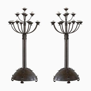 Art Deco Monumental Hand Forged Candleholders, 1930s, Set of 2, 1920s, Set of 2