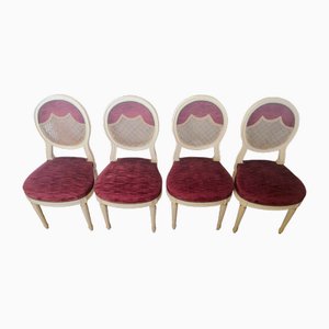 Louis XV Lacquered Chairs, 1940s, Set of 4