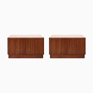 Moderne Sideboards aus Holz & Travertin mit Marmorplatte, 2er Set