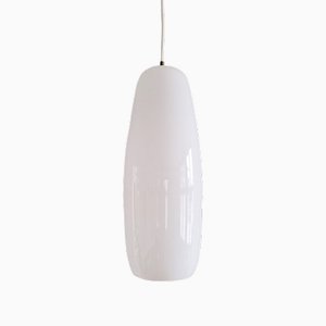 Lámpara colgante grande de cristal de Murano blanco de Massimo Vignelli para Venini, Italia, años 60