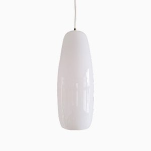 Large and White Murano Glass Pendant Lamp by Massimo Vignelli for Venini, Italy, 1960s