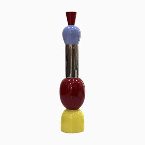 Italian Modern Red, Yellow & Blue Ceramic Totem by Alessandro Mendini and Alessandro Guerriero, 1990s