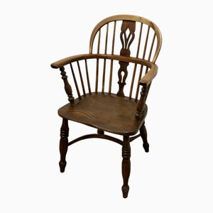 Georgian Elm and Ash Wheel Back Windsor Carver Chair