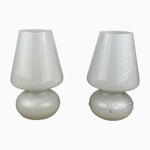 Lámparas de mesita de noche de cristal de Murano, Italia, años 80. Juego de 2