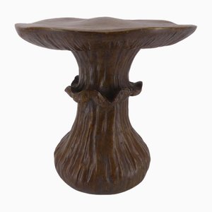Vintage Mushroom Side Table in Imitation Wood Epoxy Resin, 1970s