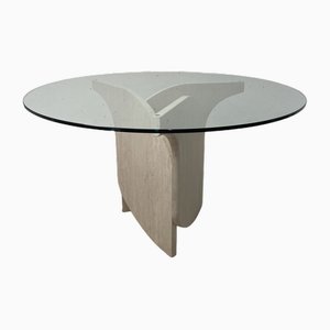 Glass and Travertine Table, 1970s