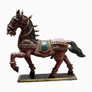 Carved and Painted Wooden Horse, 1800s