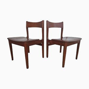 Chaise Mid-Century Scandinave en Teck Marron, Set de 2