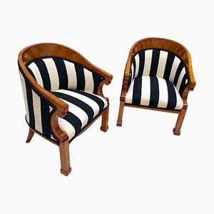 Biedermeier Bergere Chairs in Cherry Wood & Boucle, Austria, 1830s, Set of 2