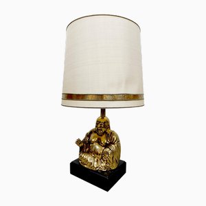 Vintage Eclectic Brass Buddha Table Lamp, 1960s