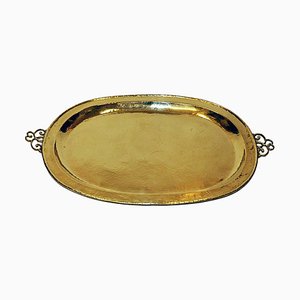 Brass Plate or Tray with Handles by E. Erickson, Sweden, 1930s