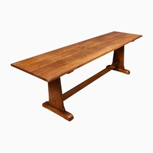 Large Oak Plank Top Refectory Table, 1890s