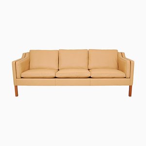 3-Sitzer Sofa aus naturfarbenem Nevada Leder von Børge Mogensen für Fredericia