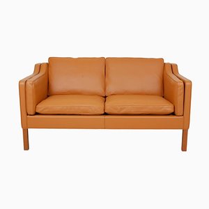 2-Sitzer Sofa aus weinrotem Nevada Leder von Børge Mogensen für Fredericia