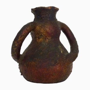 Ceramica in terracotta policroma con 2 manici, anni '60