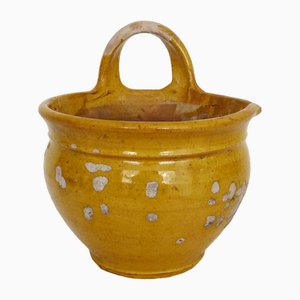 Folk Art Glazed Yellow Earthenware Pot, 1930s