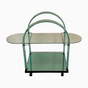 Italian Glass Bar Trolley by Fiam Pesaro, 1980s