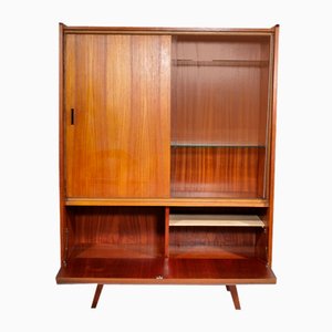 Buffet Haut Scandinave en Teck avec Vitrine en Verre, 1960