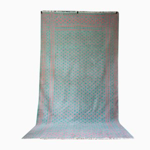 Tapiz Yazd Zilu Mid-Century en rosa y turquesa