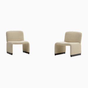 Beige Teddy Lounge Chairs, Italy, 1970s, Set of 2