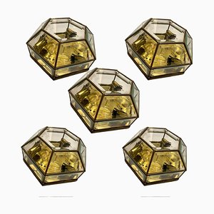 Brass Flushmount Ceiling Lights, 1960s, Set of 5