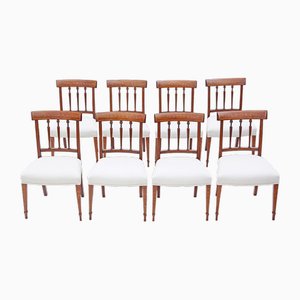Antique Mahogany Marquetry Dining Chairs, Early 19th Century, Set of 8
