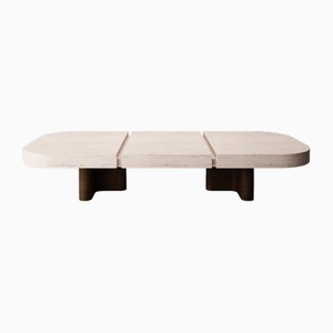 Meco Table in Travertine and Dark Oak by Studio Rig for Collector