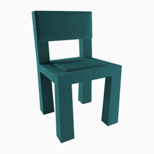 Modern Raw Chair in Ocean Blue Bouclé from Collector