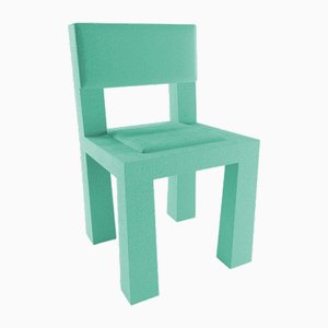 Modern Raw Chair in Teal Bouclé from Collector