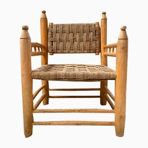 Moroccan Wood and Rope Armchair, 1980s