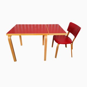 Klapptisch & Modell 63 Stuhl von Alvar Aalto, 1960er, 2er Set