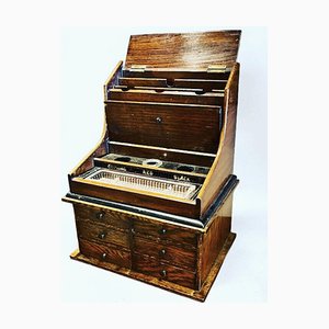 Edwardianischer Schreibkasten aus Eiche mit Einbauschrank & Schubladen