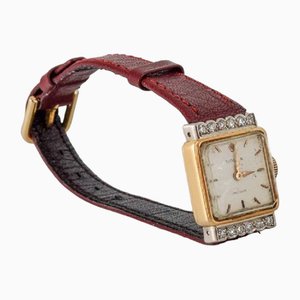 Precision18-Carat Gold Ladies Wristwatch Set with Twelve Diamonds from Rolex, 1940s
