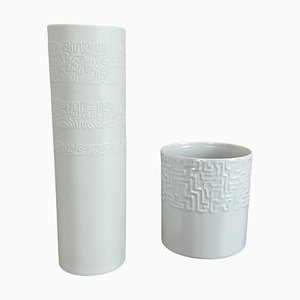 Vases Abstraits en Porcelaine attribués à Cuno Fischer pour Rosenthal, Allemagne, 1980s, Set de 2