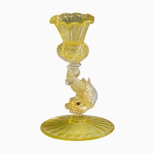 Glass Candleholder with Dolphin from Archimede Seguso. 1960s