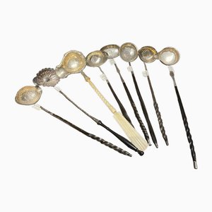 18th Century Silver Toddy Ladles, Set of 9