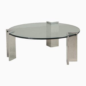 Steel and Glass Leon Rosen for Pace Coffee Table 1970s