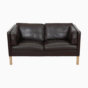 2-Seater Sofa Model 2442 in Brown Leather by Børge Mogensen for Fredericia, 1970s