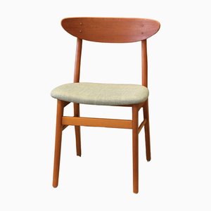 Dining Chairs in Teak and Green-Blue Upholstery from Farstrup Møbler, Denmark, 1960s, Set of 6