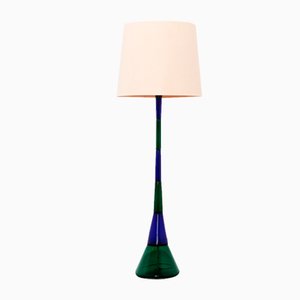 Floor Lamp in Blue Green Glass by Fulvio Bianconi for Venini, Italy, 1950s