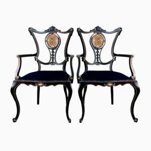 Antique French Ornate Armchairs, 1890s, Set of 2