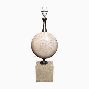 French Modern Table Lamp in Travertine attributed to Philippe Barbier, 1960