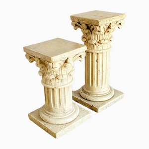 Columnas de estilo corintio de travertino, Italia, años 40. Juego de 2