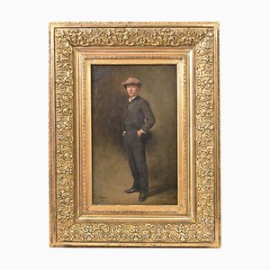 Ferdinand Bassot, Porträt eines jungen Mannes, 1880, Öl auf Leinwand, Gerahmt