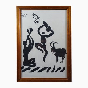 Pablo Ruiz & Picasso, Berger avec Faunes, Lithographie, 1950s