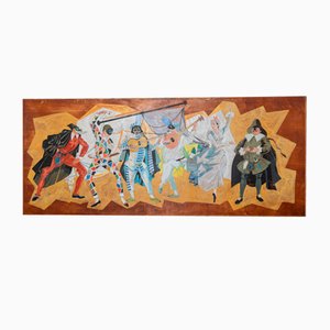 Menossi, Neapolitan Carnival, 1970-1980, Painting on Wood