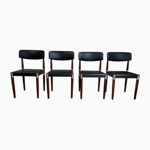 Vintage Stühle aus Holz & Schwarzem Skai, 1970er, 4er Set