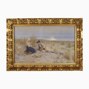Artista italiano, paisaje, 1920, acuarela, enmarcado